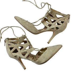 Sam Edelman Zavier Gladiator Pumps Size 10 M Suede Pointy Toe Lace Up Cage Heels